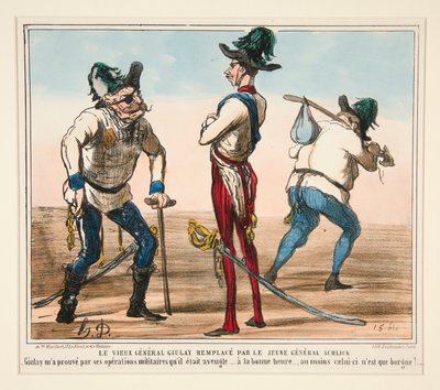 Stary generał Giulay zastąpiony przez młodego generała Schlick autorstwa Honoré Daumier