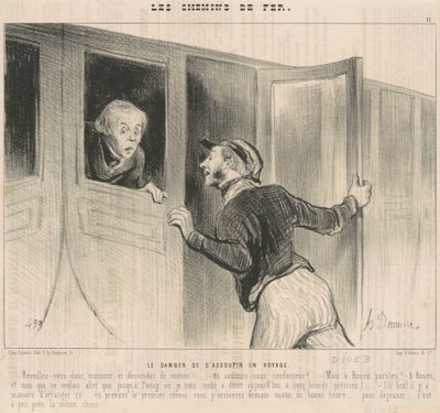 Niebezpieczeństwo zdrzemnięcia się podczas podróży autorstwa Honoré Daumier