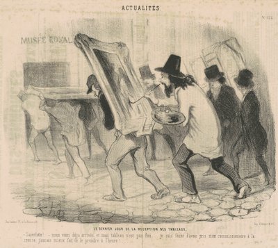 Ostatni dzień odbioru obrazów. Saperlotka. . . Już przyjechaliśmy, a mój obraz nie jest skończony! autorstwa Honoré Daumier