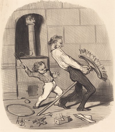 Lekcja jazdy konnej, liceum autorstwa Honoré Daumier