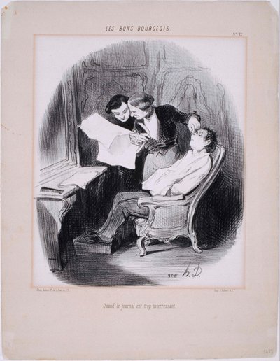 Les Bons Bourgeois- Kiedy gazeta jest zbyt interesująca autorstwa Honoré Daumier