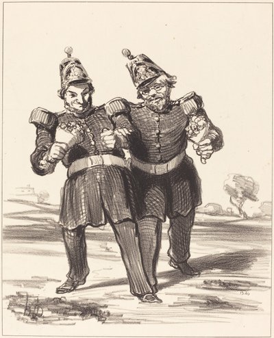Dwóch radosnych bankietów autorstwa Honoré Daumier