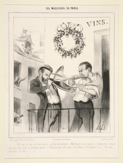 Muzycy Paryża: ton, ton, ton autorstwa Honoré Daumier