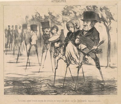 Paryżanie, którzy znaleźli sposób na poruszanie się... autorstwa Honoré Daumier