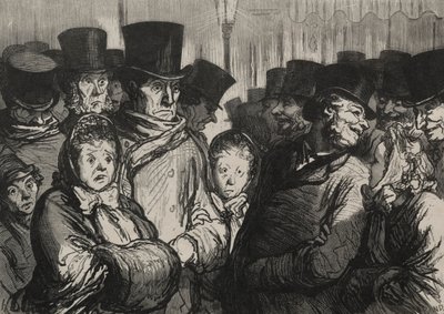 Teatry: wyjście z dramatu i wyjście z linoskoczków. autorstwa Honoré Daumier