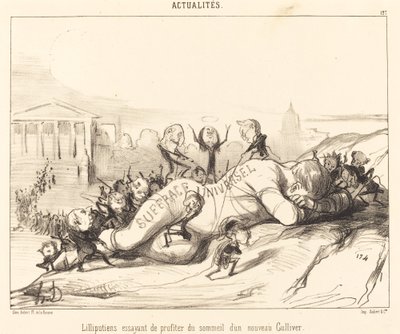 Lilliputi próbują cieszyć się snem... autorstwa Honoré Daumier