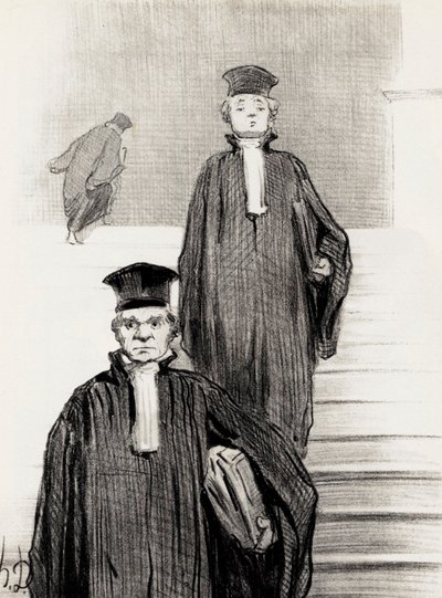 Schody Główne Pałacu Sprawiedliwości, 1848 r. autorstwa Honoré Daumier