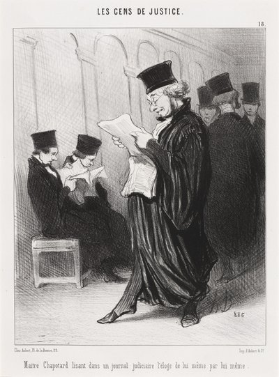Maitre Chapotard czytający... pochwałę samego siebie... autorstwa Honoré Daumier