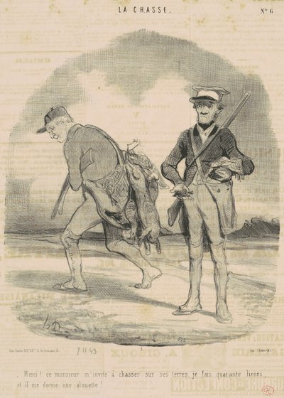 Dziękuję! Ten pan zaprasza mnie na polowanie... autorstwa Honoré Daumier