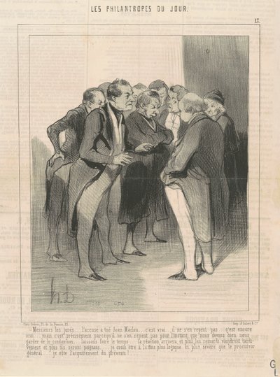 Panowie z ławy przysięgłych... oskarżony zabił Jeana Maclou... autorstwa Honoré Daumier