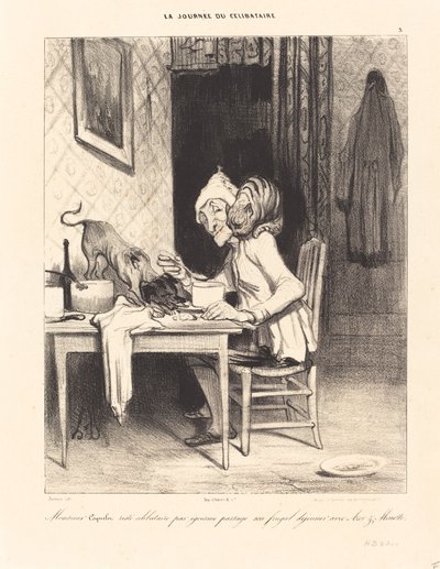 Monsieur Coquelet... dzieli się swoim... lunchem autorstwa Honoré Daumier