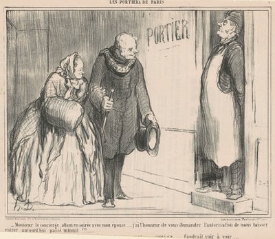 Pan konsjerż idzie wieczorem autorstwa Honoré Daumier
