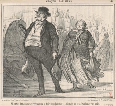 Państwo Prudohomme wracają z targów... autorstwa Honoré Daumier