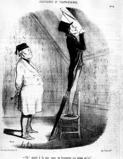 A co do widoku, to nie znajdziesz lepszego niż tutaj!... , zaczerpnięte z "Tenants et Owners", serii komiksów Honore Daumiera (1808-1879). "Charivari" autorstwa Honoré Daumier