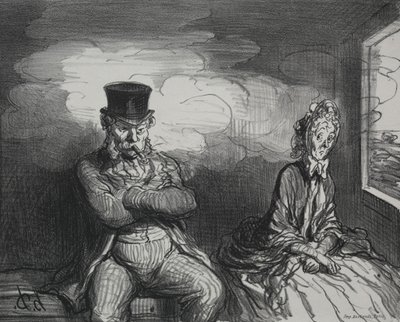 W pociągu: przyjemny towarzysz autorstwa Honoré Daumier