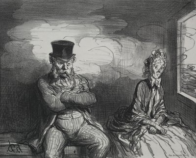 W pociągu: przyjemny towarzysz, 1862. autorstwa Honoré Daumier