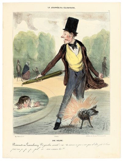 Godzina pierwsza: Spacer po Ogrodach Luksemburskich, 1839 autorstwa Honoré Daumier