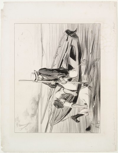 Paryscy żeglarze, tablica 14: Człowiek za burtą, 1843. autorstwa Honoré Daumier