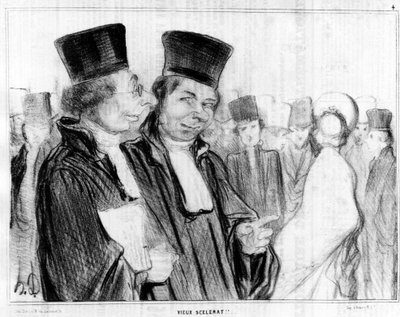 Typ paryski, stary scelerat!!!, karykatura autorstwa Honore Daumiera (1808-1879). "Charivari". autorstwa Honoré Daumier