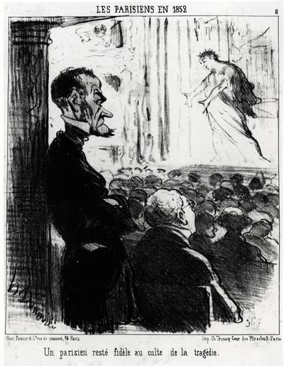 Paryżanie w 1852 roku: Paryżanin pozostaje wierny kultowi tragedii. Illustration d