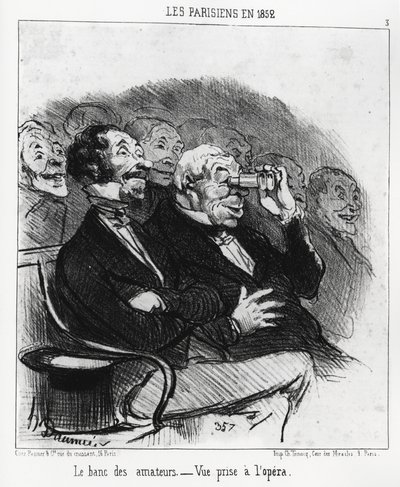Paryżanie w 1852 r.: ławka amatorów, widok z opery. Illustration d