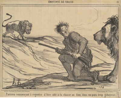 Paryżanin zaczyna żałować... polowanie na lwa... autorstwa Honoré Daumier