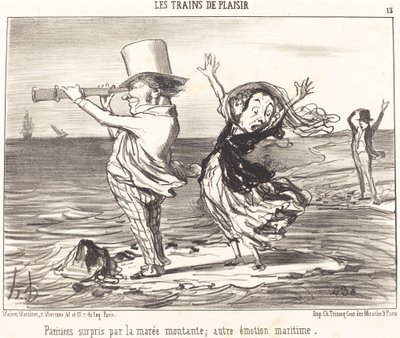 Paryżanie zaskoczeni przypływem... autorstwa Honoré Daumier