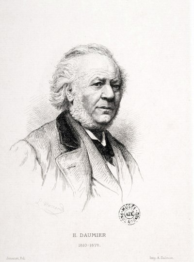 Portret Honore Daumiera (1808-1879), francuskiego rytownika, malarza i rzeźbiarza. Grawerowanie Massarda. Wymiary: 15x11,5cm. Muzeum Arbauda. autorstwa Honoré Daumier