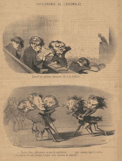 Kiedy nudny mówca jest na podium autorstwa Honoré Daumier