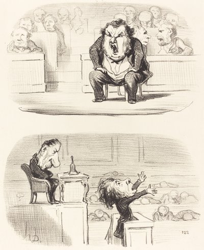Kiedy nudny mówca zajmuje mównicę autorstwa Honoré Daumier