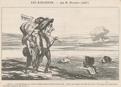 Cisza! ... Rdzeń paryżan, którzy przyszli się kąpać ... autorstwa Honoré Daumier