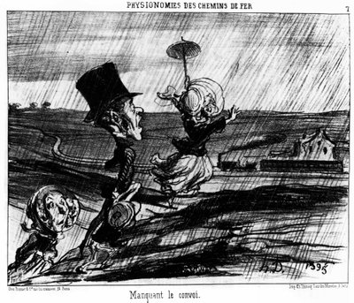 Fizjonomie kolejowe. Brak konwoju: seria karykatur na kolei Honore Daumiera (1808-1879). „Charivari” autorstwa Honoré Daumier