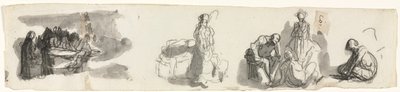 Arkusz opracowań z grupą czterech figur po prawej (recto) autorstwa Honoré Daumier
