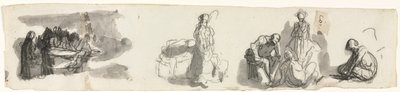 Arkusz studiów z grupą czterech cyfr po prawej, trzeci kwartał XIX wieku. autorstwa Honoré Daumier