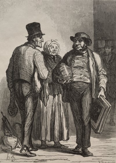 Sala aukcyjna: Kupcy. autorstwa Honoré Daumier