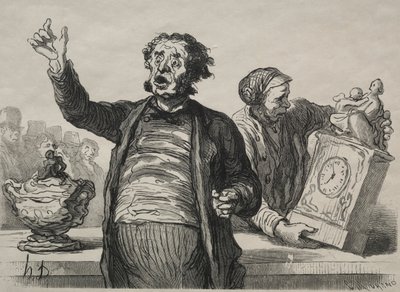 Sala aukcyjna: Krzyk miasta. autorstwa Honoré Daumier
