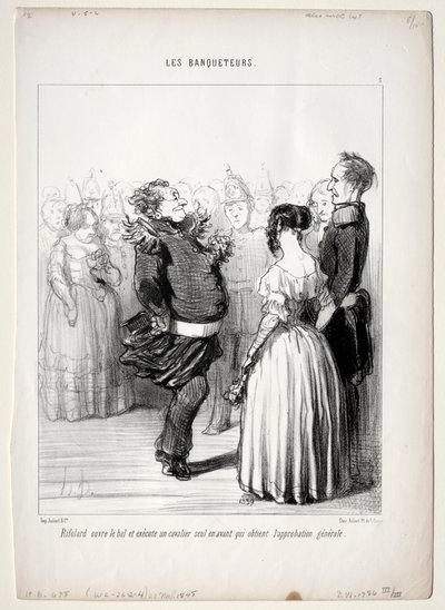 Bankiety, płyta 5: Rifolard otwiera piłkę, 1848. autorstwa Honoré Daumier