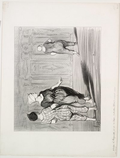 Kąpiący się, płyta 15: To znowu ona, ładna moda, Madame Coquardeau!, 1847. autorstwa Honoré Daumier