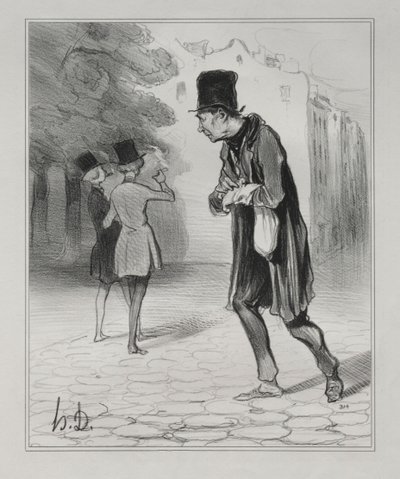 The Bohemians of Paris, płyta 4: Kolekcjoner niedopałków cygar, 5 grudnia 1841. autorstwa Honoré Daumier