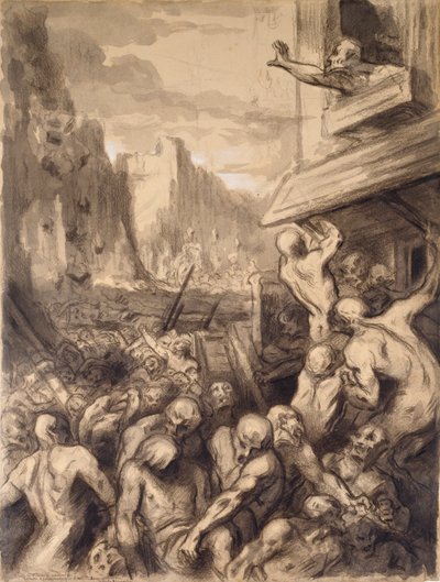 Zniszczenie miasta, połowa XIX wieku autorstwa Honoré Daumier