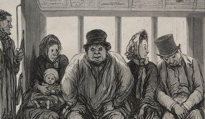 Omnibus: Wnętrze Omnibusa. autorstwa Honoré Daumier