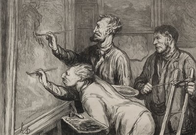 Malarze: Ostatnie pociągnięcie pędzla, Ekspozycja z 1868 roku. autorstwa Honoré Daumier
