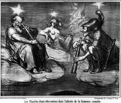 Planety same czekają na słynną kometę, zaczerpnięte z "Astronomii", karykatura Honore Daumiera (1808-1879). "Charivari" autorstwa Honoré Daumier