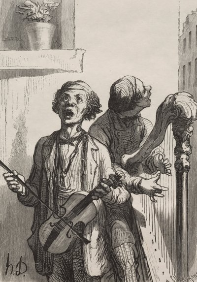 Śpiewacy: Piosenkarze uliczni. autorstwa Honoré Daumier