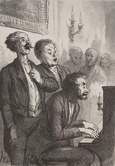 The Singers: The Singers w salonie autorstwa Honoré Daumier