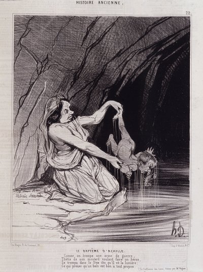 Chrzest Achillesa – w „” Charivari” w.1840 – Honore Daumier autorstwa Honoré Daumier