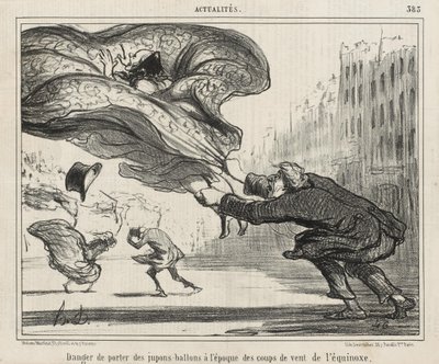 Niebezpieczeństwo noszenia spódniczek z obręczami... autorstwa Honoré Daumier