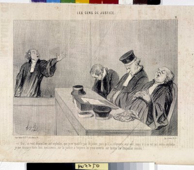 Ludzie sprawiedliwości. Karykatura Honore Daumiera (1808-1879), z gazety Le „Charivari””, 37,5x28. Musee des Beaux Arts, Palais Longchamp, Marsylia. autorstwa Honoré Daumier
