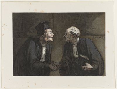 Dwóch prawników ściskających dłonie, ok. 1840 r. autorstwa Honoré Daumier