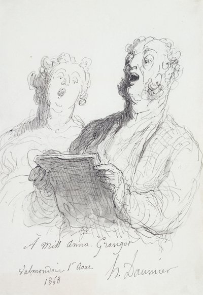 Dwóch śpiewaków; Dwóch śpiewaków, 1868 autorstwa Honoré Daumier